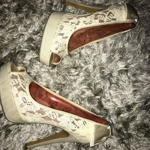 White Lace Heels